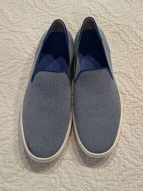 Rothy's Women's Slip-On Sneakers in Navy and White